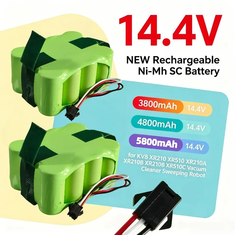 Replacement 14.4V Ni‑MH SC Battery 3800/4800/5800mAh Compatible With KV8 XR210 XR510 Series Vacuum Robot