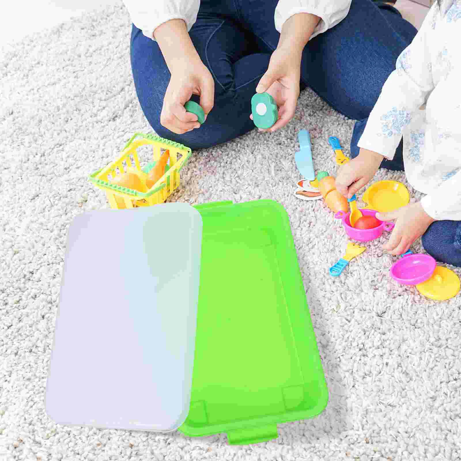 Boîte de rangement de table avec couvercle, bac à sable en plastique, jouets de plage pour enfants, vert Abs