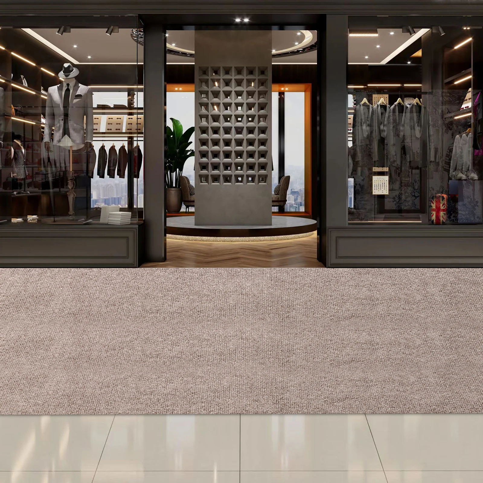 Alfombra Antideslizante de 3*1.2m para Interior/Exterior, Grosor de 5mm, Alfombra de Entrada, Fácil de Limpiar, con Rayas Simples de Alta Absorción