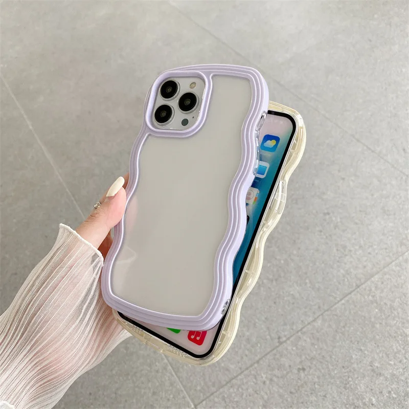 جراب هاتف اثنين في واحد بموجات بسيطة ، لون الحلوى ، غطاء TPU لهاتف iPhone 15 ، 14 ، 13 ، 12 ، 11 Pro Max ، X ، XR ، xssmax ، منتجات جديدة