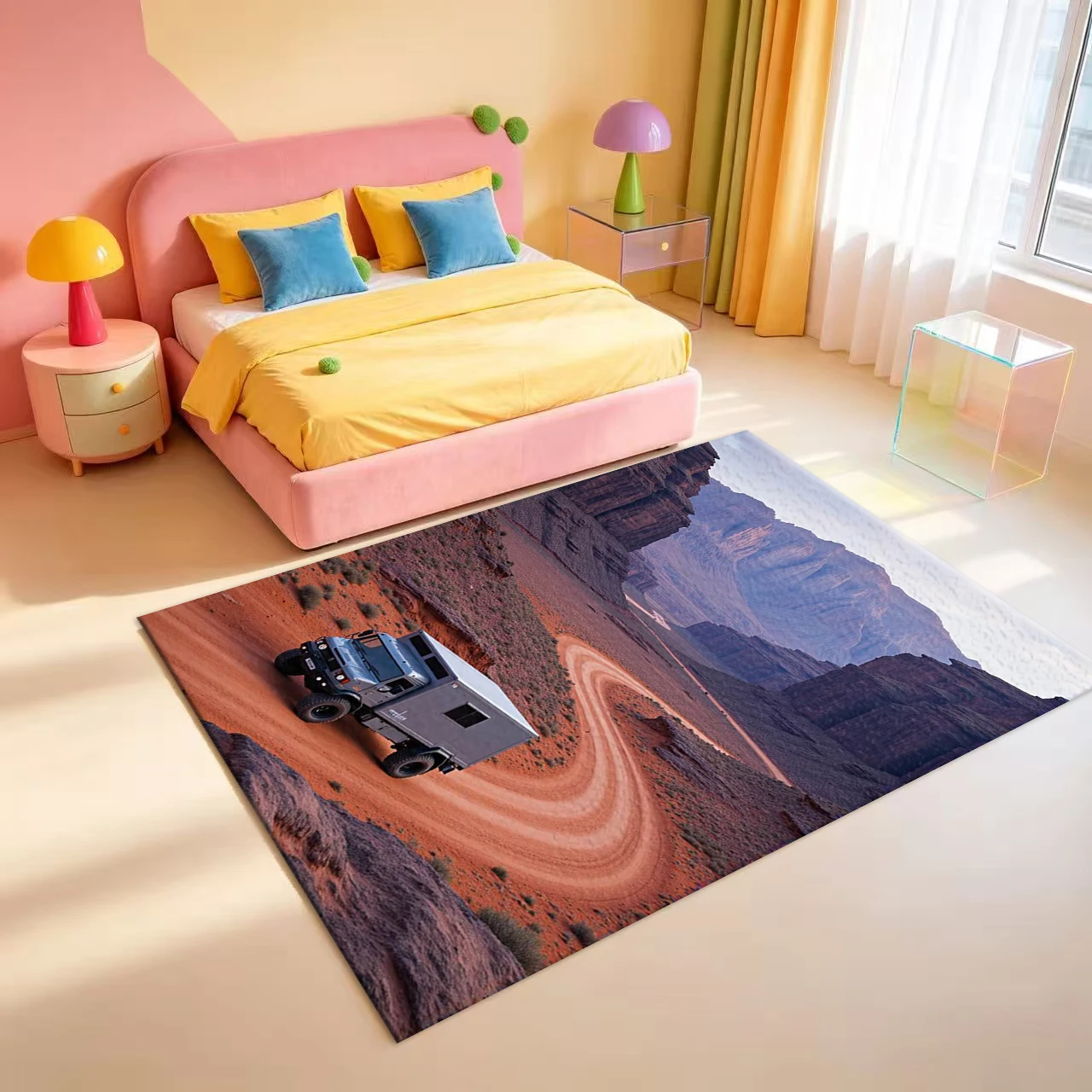 Off-road Vehicle Desert Canyon Scenery Carpet Flooring Adventure Landscape Print Area Rug Home Decor Floor Mat For Lounge Room