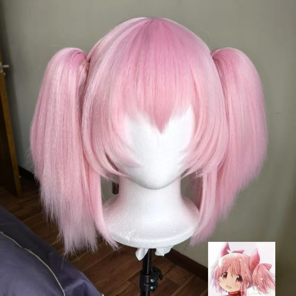 

Парик для косплея по аниме «Волшебница Мадока» (Канамэ Мадока), розовый, с двумя хвостиками, из синтетических волос, имитация кожи головы, сетка-розетка.