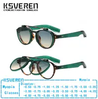 Gafas Retro ovaladas transparentes antiluz azul para miopía, gafas de sol Punk abatibles hacia arriba para hombres y mujeres, gafas graduadas terminadas-0,5 a-6,0