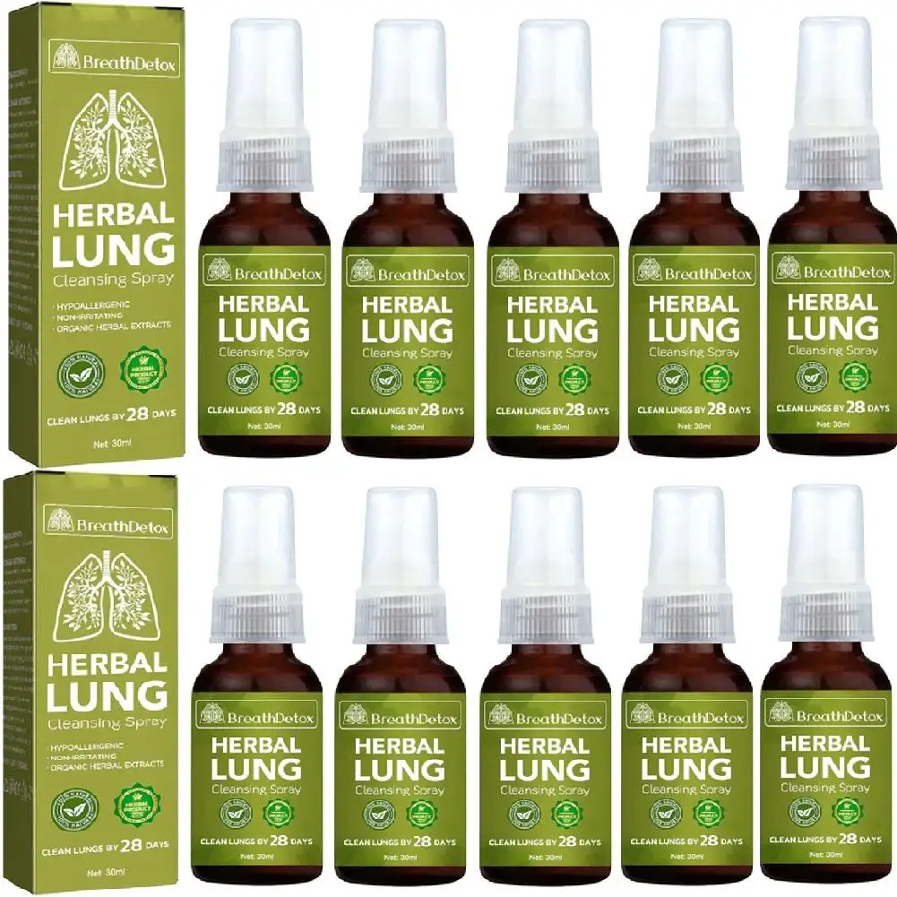 Spray de nettoyage pulmonaire à base de plantes, poignées respiratoires, spray de nettoyage pulmonaire à base de plantes, brume de nettoyage, support pulmonaire injuste, 10 pièces