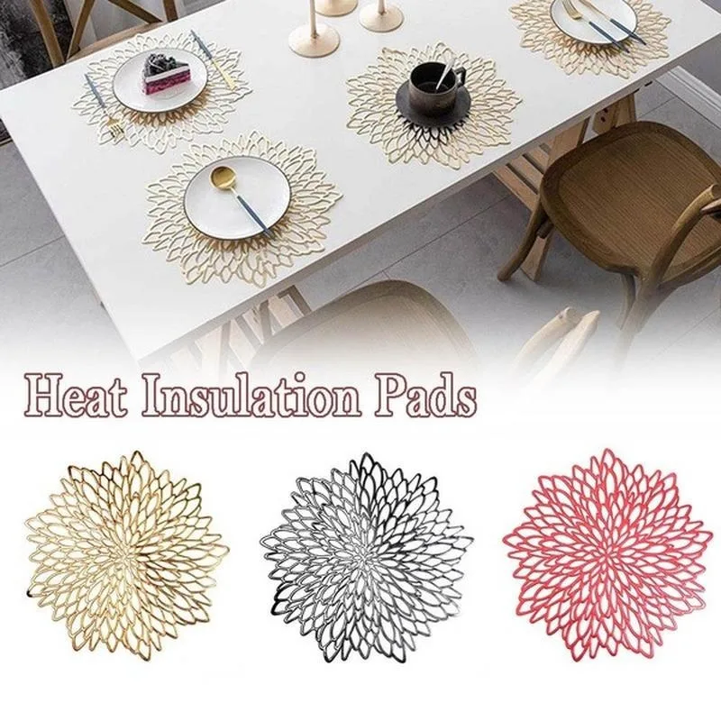 2Pcs New Hot PVC Hollow Insulation Coaster Pads Table Bowl Mats Home Christmas Decor Heat Resistant Placemat for Dining Table