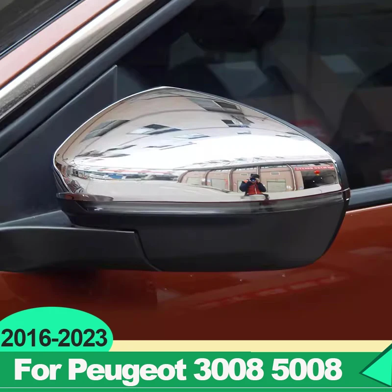 For Peugeot 3008 5008 GT Hybrid 2016-2018 2019 2020 2021 2022 2023 Car Rearview Mirror Side Molding Cover Trim Shell Accessories