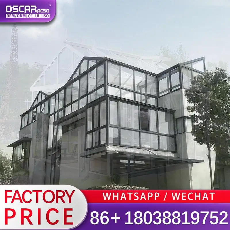 Movable Retractable Aluminum Frame Glass Room Prefabricated Sunroom for Patio Backyard Garden 1Year Warranty sunroom