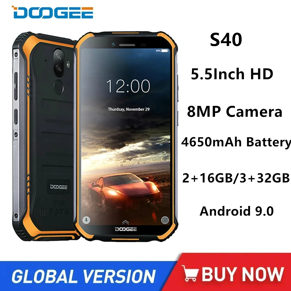 

DOOGEE S40 Водонепроницаемый смартфон с 5,5-дюймовым дисплеем, четырёхъядерным процессором, ОЗУ 3 ГБ, ПЗУ 32 ГБ, Android 5,5, 8 Мп, 9,0 мАч