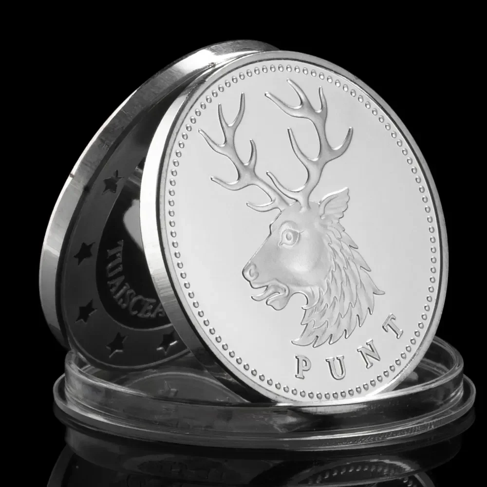 Northern Ireland Elk (Punt) Tuaisceart Eireann Collectible Silver Plated Souvenir Coin Collection Art Commemorative Coin