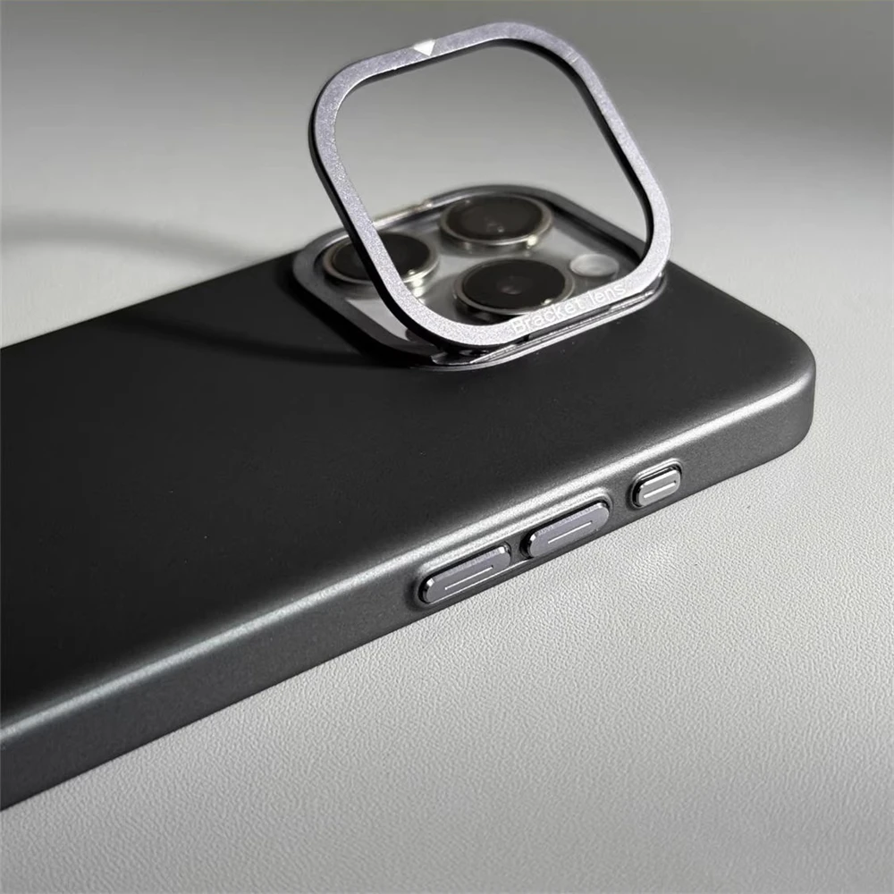 Luxury Ultra Thin Alloy Lens Holder Magnetic PC Hard Case For iPhone 17 16 Pro Max 15 14 Plus 13 Magsafe Wireless Charging Cover
