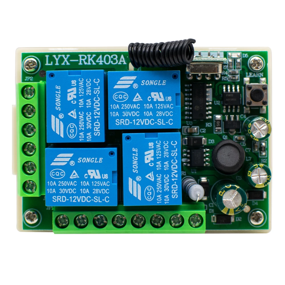 433Mhz RF Wireless Remote Control Switch AC 110V 120V 240V 220V 30A 4CH Relay For Garage Door Light Lamp Door Access System