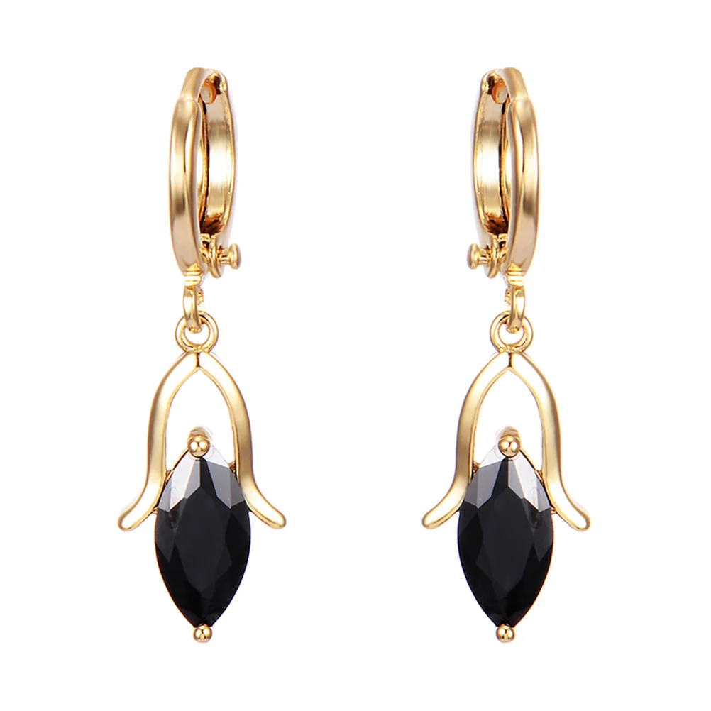 

1Pair Women Black Zircons Earrings Simple Hanging Ear Rings Ear Studs Jewelry Decor Gift for Party Wedding Festival Birthday