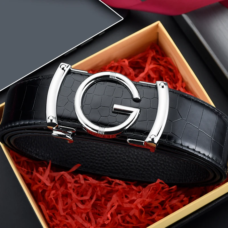 حزام رجالي بنمط تمساح ، إبزيم معدني ، إبزيم أوتوماتيكي ، بدلة عمل ، إكسسوارات جينز غير رسمية ، موضة