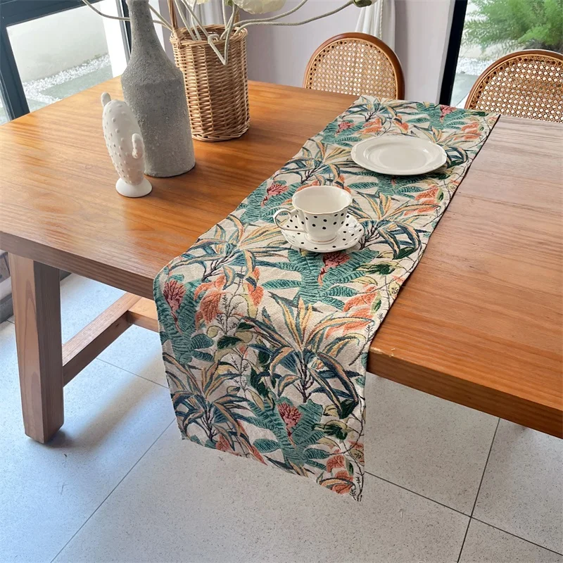 

oil painting style table flag tropical rainforest decorative cover cloth long table towel table runners wedding decoration