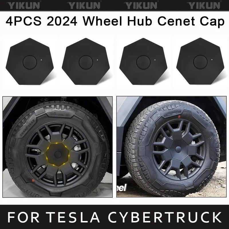 

4PCS Car Wheel Parts Wheel Center Hub Caps Cover For Tesla Cybertruck 2024 Full Coverage Tyre Center Caps Car Wheel Accessories