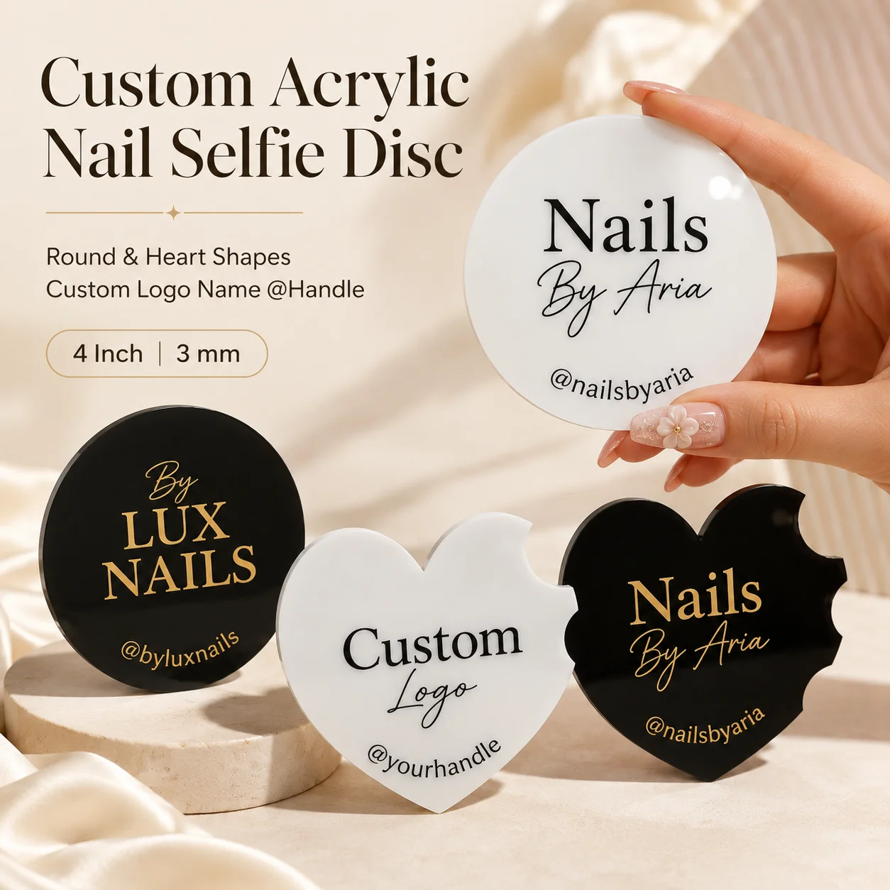 

Personalized Nailfie Plate Custom Text Nail Art Photo Prop Beauty Salon Manicure Showcase For Nail Technician Content Creation