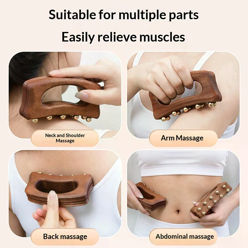 

Большая деревянная массажная доска для скрабирования с латунными бусинами, массажер, деревянная щетка для тела для снятия зуда и ухода за кожей