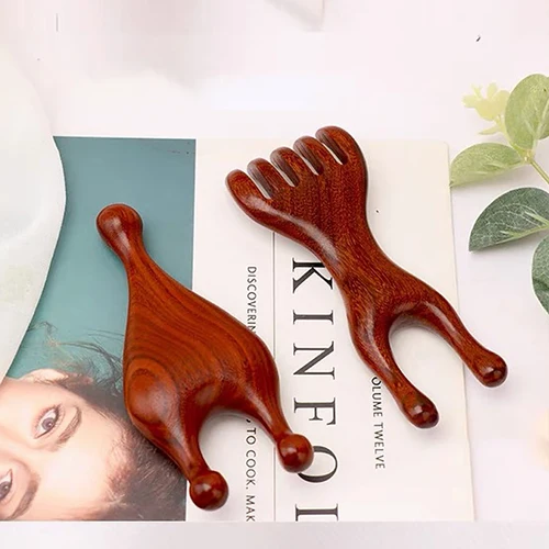 목제 바디 자오선 마사지 빗, 얼굴 눈 어깨 목 빗, 침술 요법, 혈액 순환, 과샤 마사지 도구, 1 개 