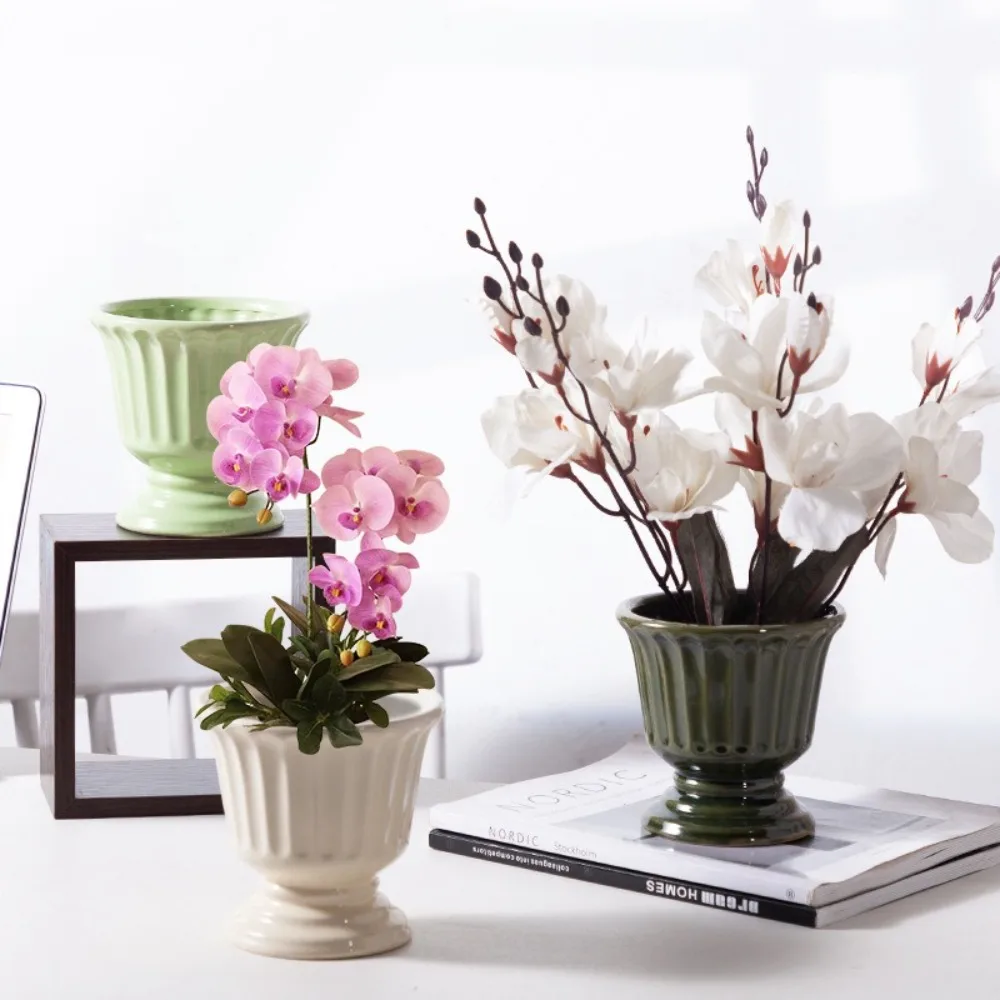 

Керамическая ваза с римской колонной в винтажном стиле с дренажными отверстиями, цветочная композиция, посуда, скандинавское растение, цветочный горшок, декор для рабочего стола