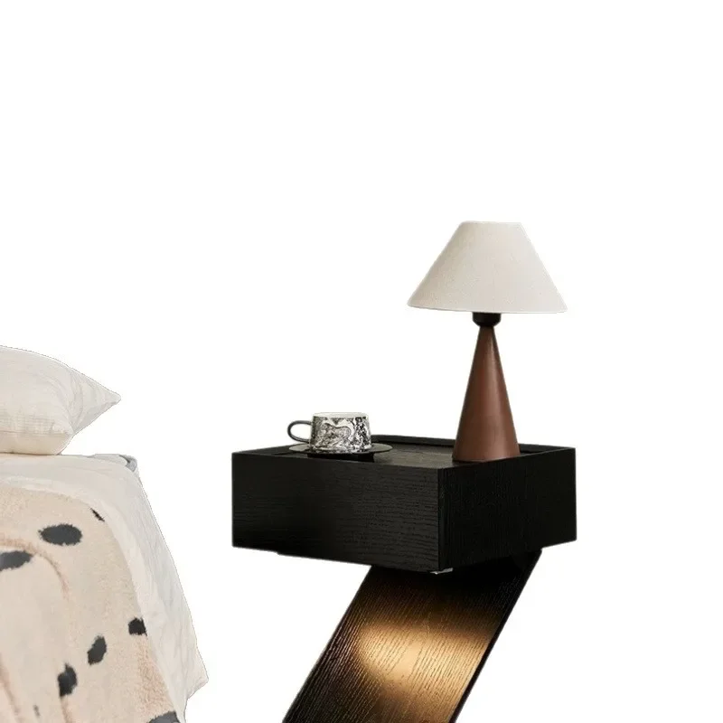 Minimalist creative bedside table household bedroom bedside table light luxury black advanced modern