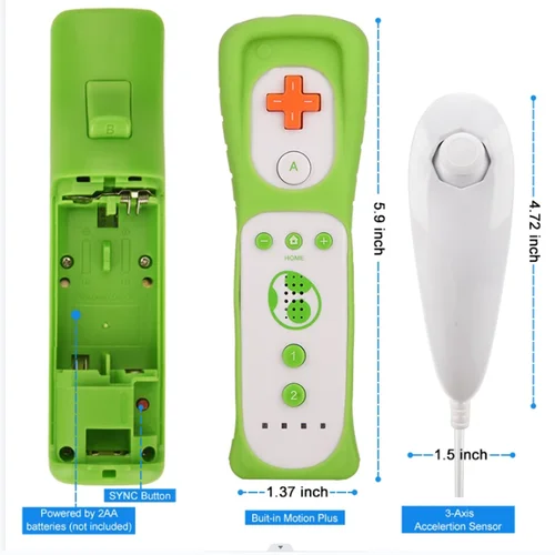 Imagen 2 del producto Un par de mandos a distancia Motion Plus, mando a distancia Wii, mando con controlador Nunchuck para Control de juegos Nintendo Wii