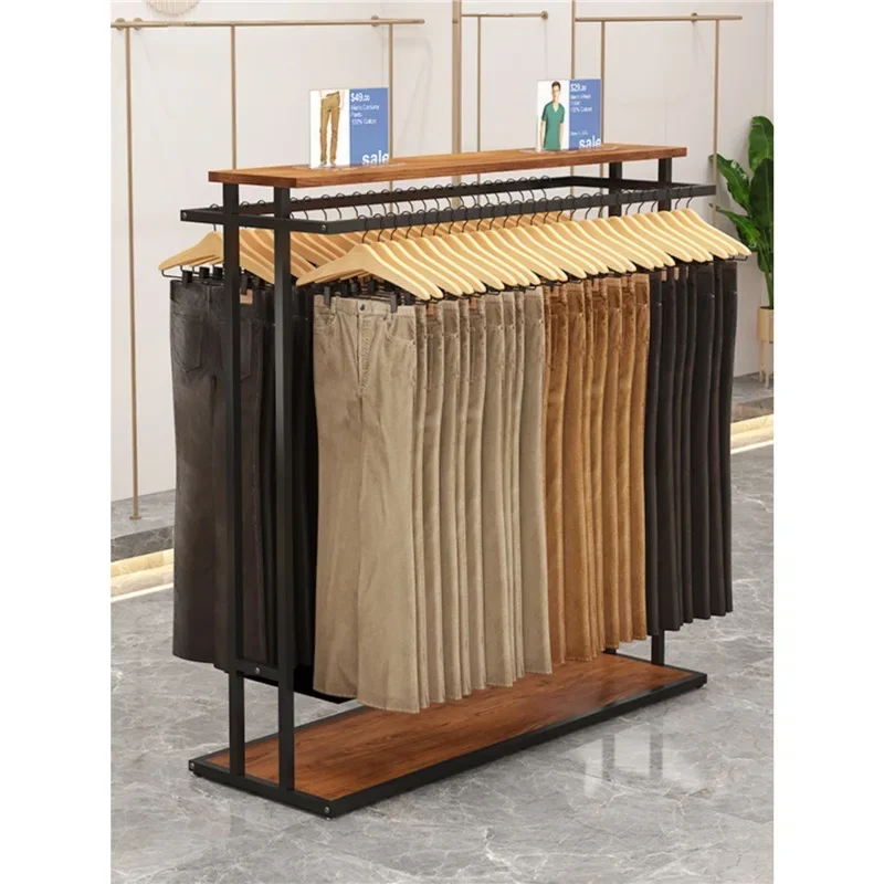 Clothing store display rack Floor-to-ceiling store Double row hanger Nakajima display stand Pants storage middle