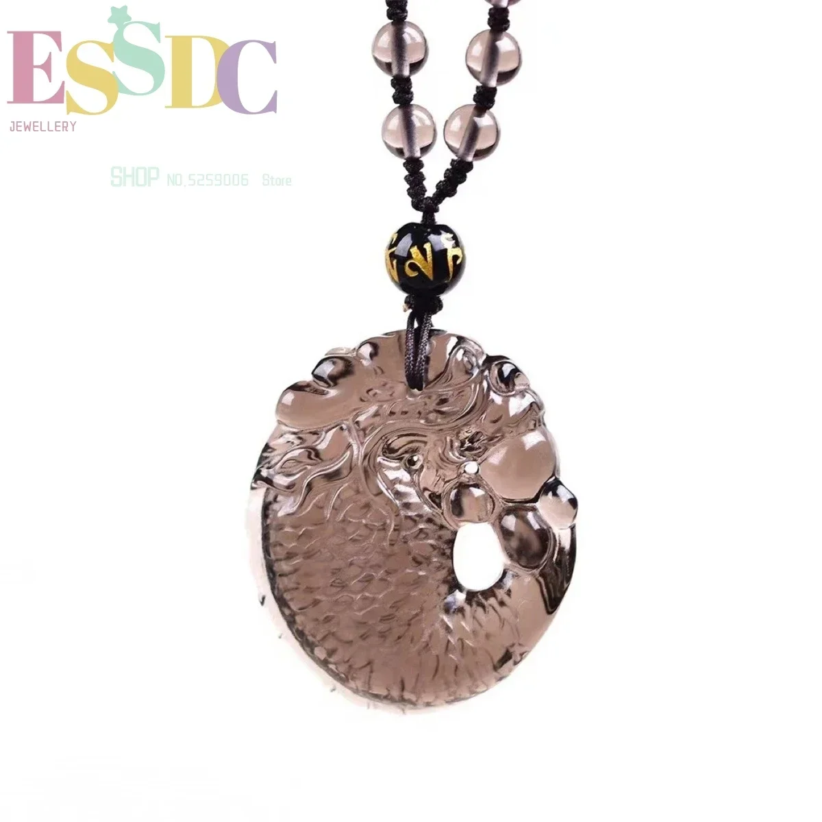 High Quality Ling Ao Wins the Champion Natural Ice Obsidian Pendant Dragon Fish Pendant Beads Necklace Men And Women Fashion