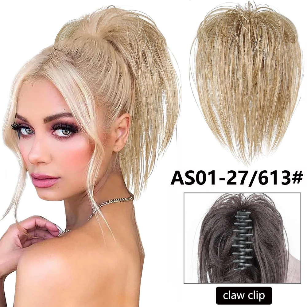 

Messy Bun Hair Piece Claw Clip in Hair Buns Hair Piece for Women Straight Short High Ponytail Extension Tousled Updo For Girls