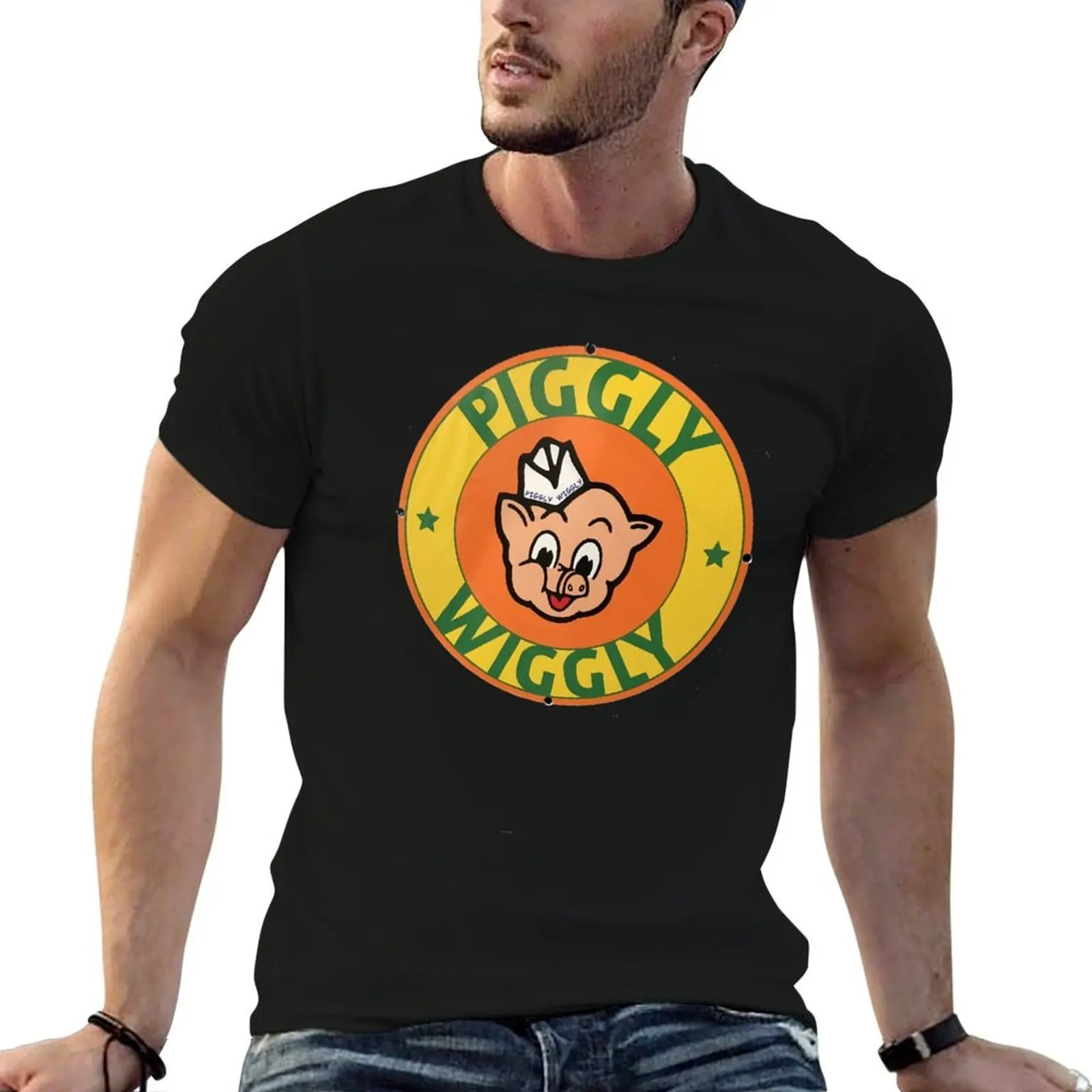 

shirt Retro man for casual t T-Shirt cotton t shirts Piggly t shirts Sign Wiggly funny essential men