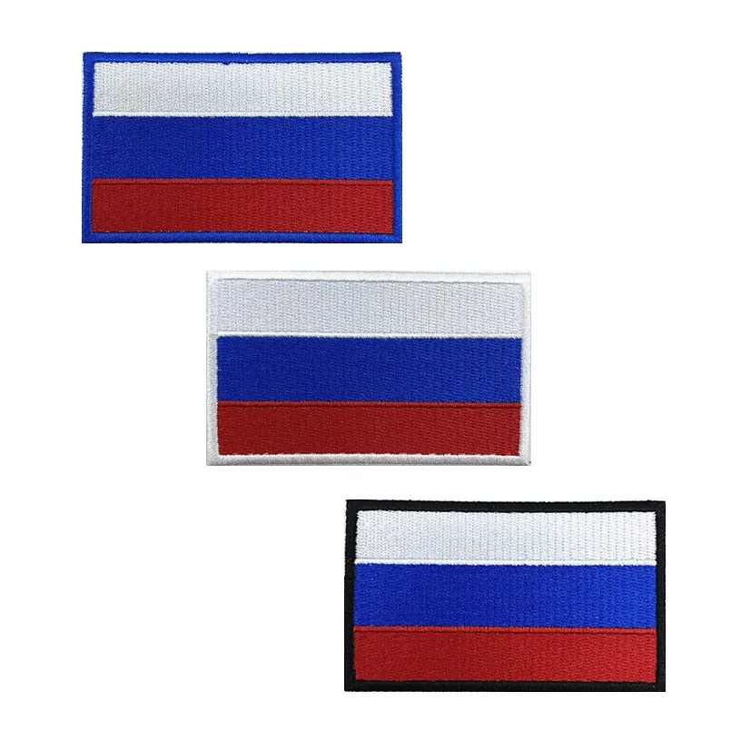 1PC Russian Flag Russia Armband Embroidered Patch hook and loop Or Iron On Embroidery  Badge Cloth Military Moral Stripe