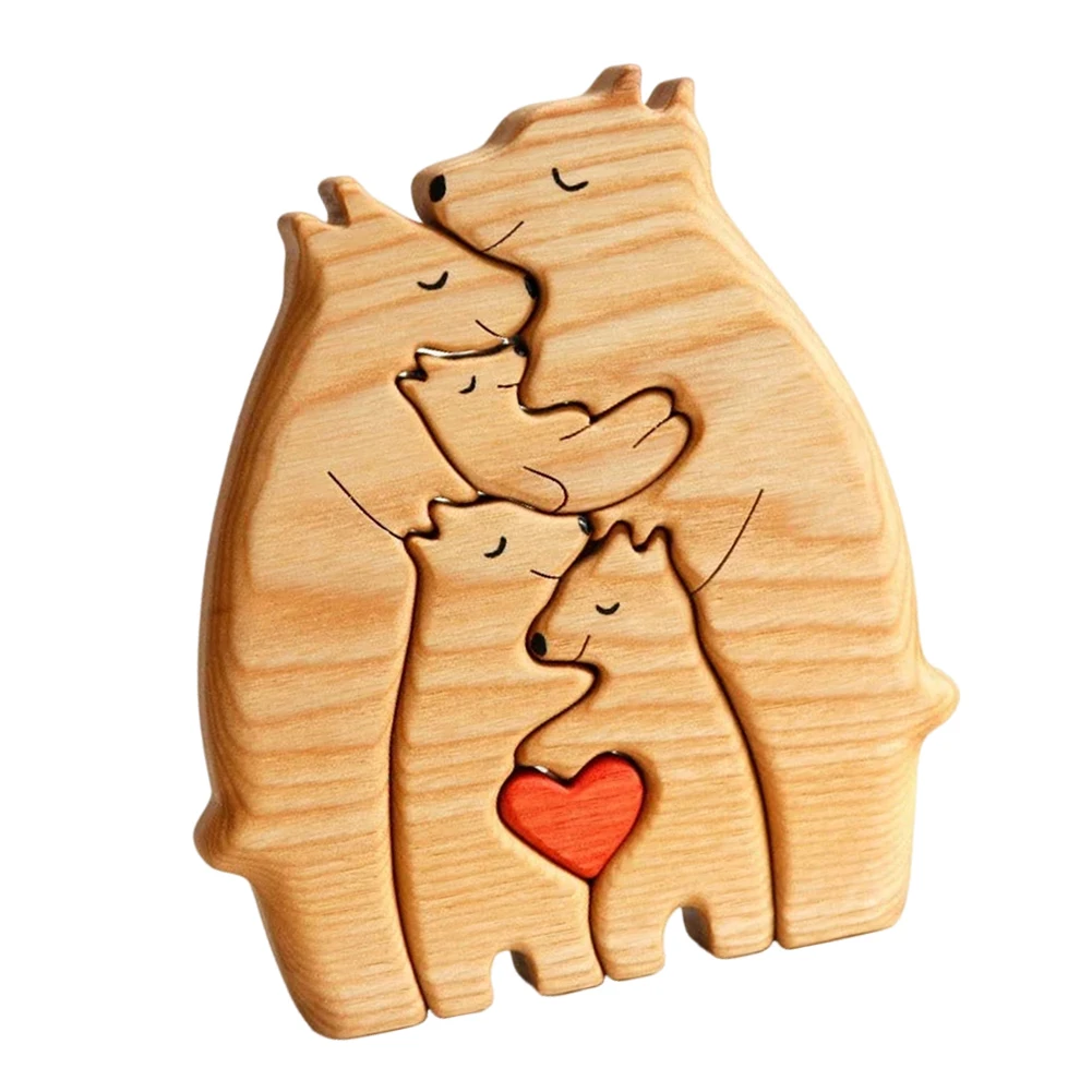 Wooden Family Puzzle Bears Personalised Bear Family Wooden Art Puzzle Animal Puzzle Gift for Family for Kids 3 Years Old and Up