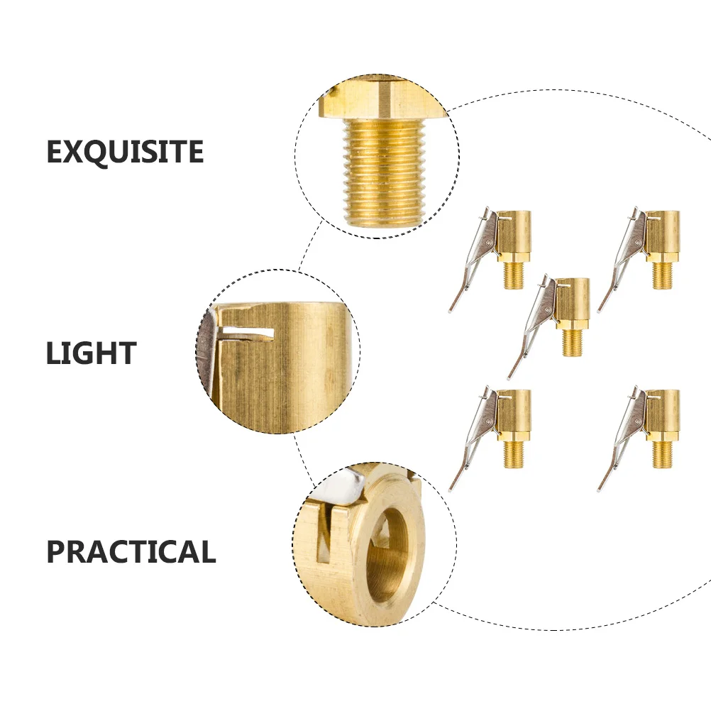 

5Pcs Compact Brass Tire Air Chuck Thread Car Inflator Air Pump Connector Adapter Tyre Valves Thread Nozzle