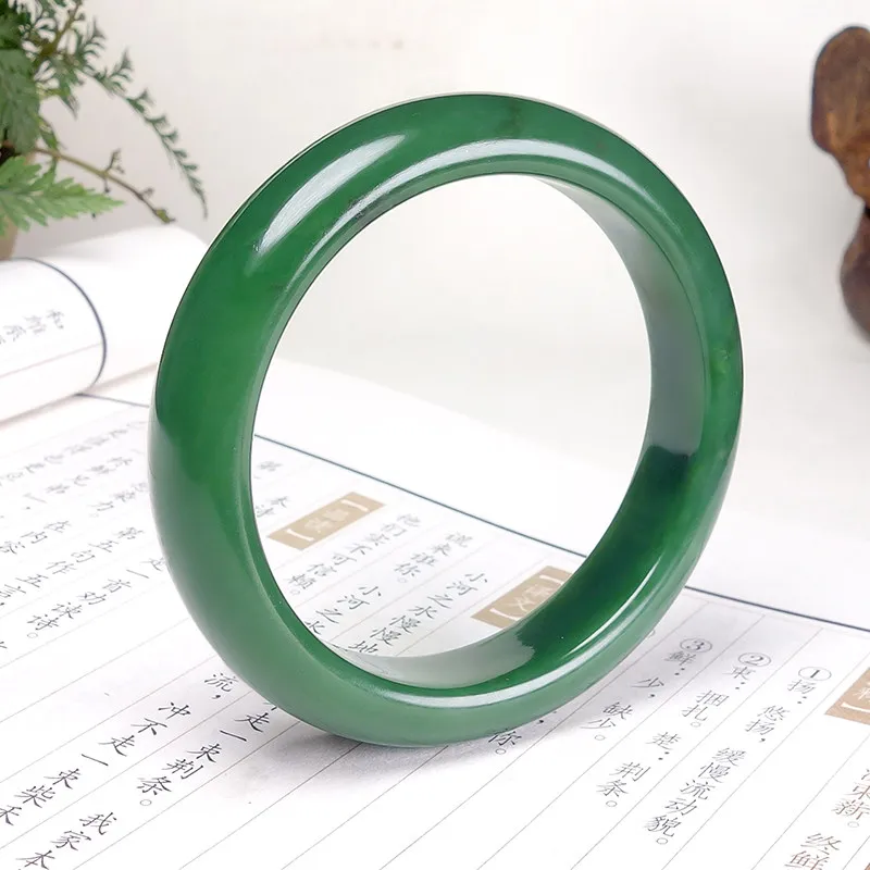 

9 Myanmar Jade Spinach Green Bracelet Women's