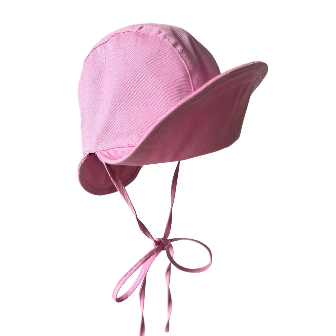 Women Blue Foldable Double Brim Bucket Hat Strap Round Cloth Sun Hat For Daily Travel