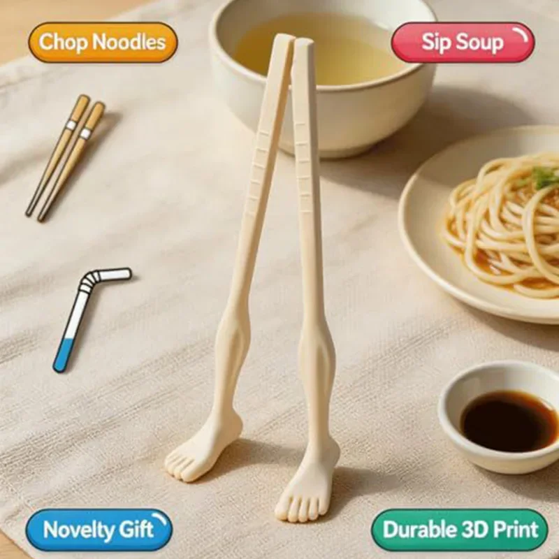 New Spoof Foot-shaped Chopsticks With Straws, 1/2 Pairs Funny 3D Printing Foot Pad Design Chopsticks, Prank Novelty Gifts 2026