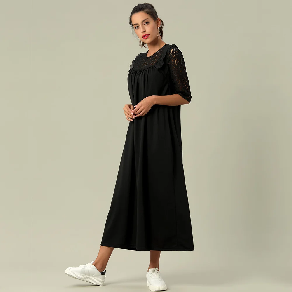 ชุดเดรสสตรี เสื้อฮู้ด กระโปรงยาว เสื้อยืด เสื้อผ้าสตรีมุสลิม