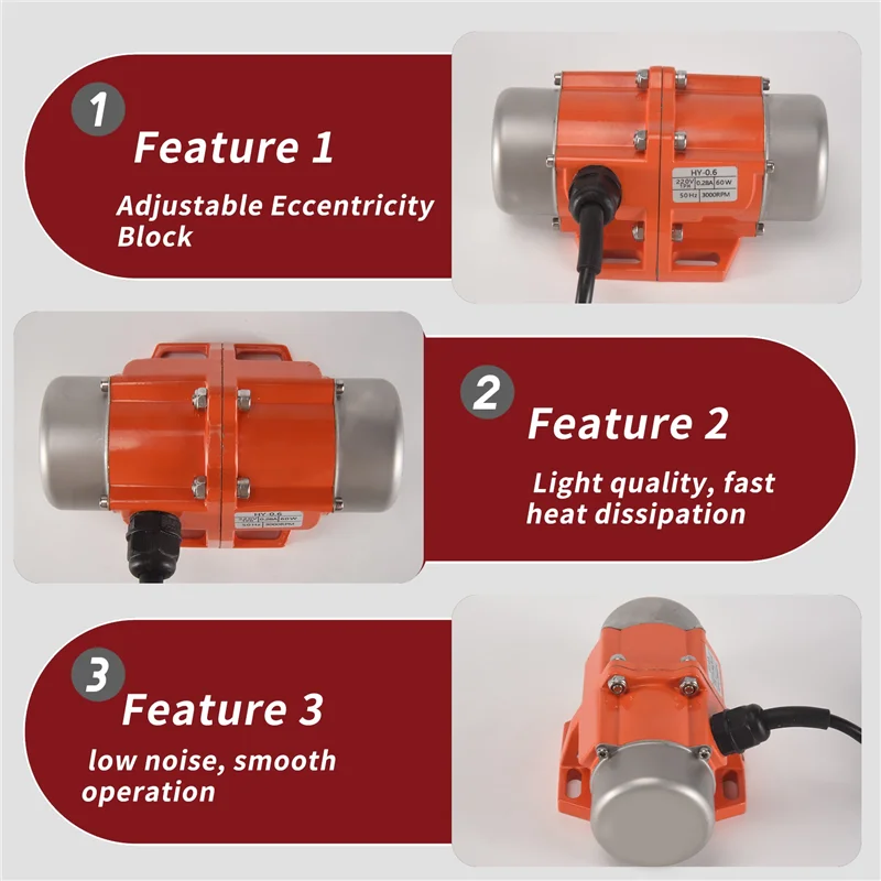 AUAU-60W 220V Vibrating Motor Adjustable Speed For Feeding Machine Shotcrete Machine Washing Machine