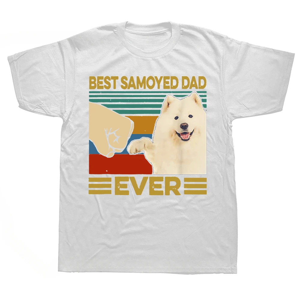 Dog Lovers Round Neck Short-Sleeve Fashion Casual Basic Best Crewneck Collar Samoyed Dad Ever Retro Vintage Father Day T Shirt