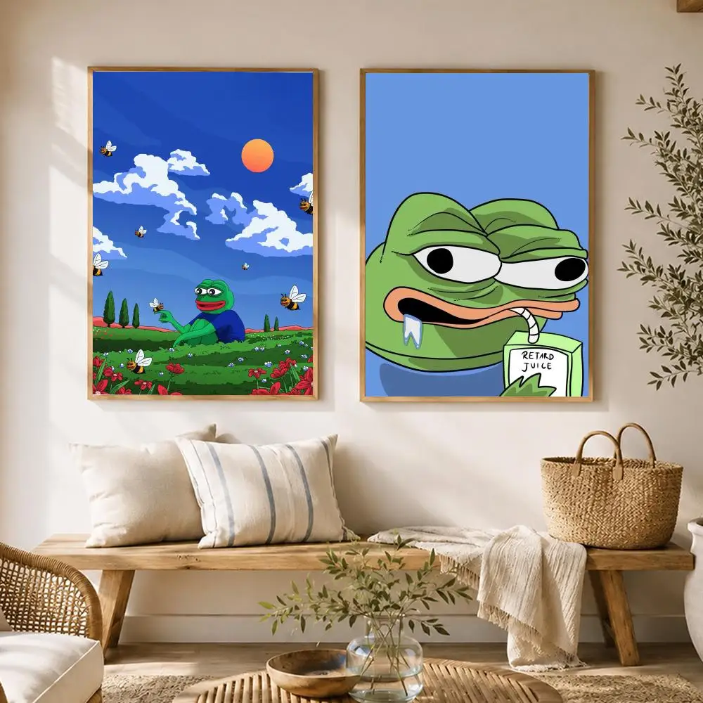 Retro Meme Pepe the Frog Poster HD poster wall art self-stick no-residue for home cafe office great gift