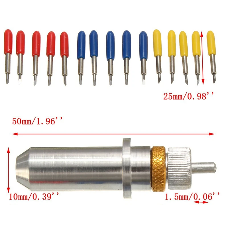 15 Stuks 30/45/60 Graden Vinyl Cutter Carbide Bladen Met Bladhouder Blade Behuizing Voor Silhouet Camee 3 Vinyl Snijmachines