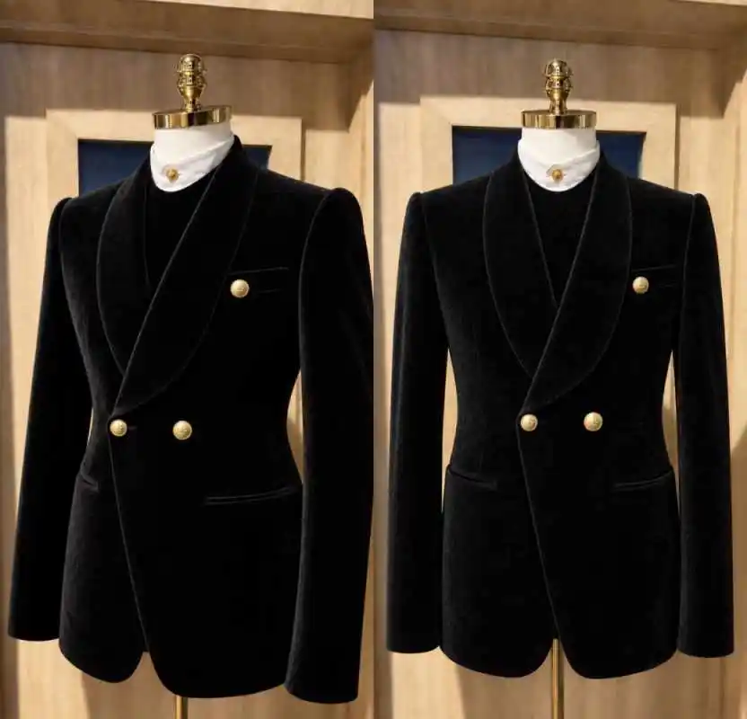 One Piece Velvet Man Wedding Tuxedos Shawl Lapel Formal Business Party Birthday Groom Coat Wear Customized Outfits