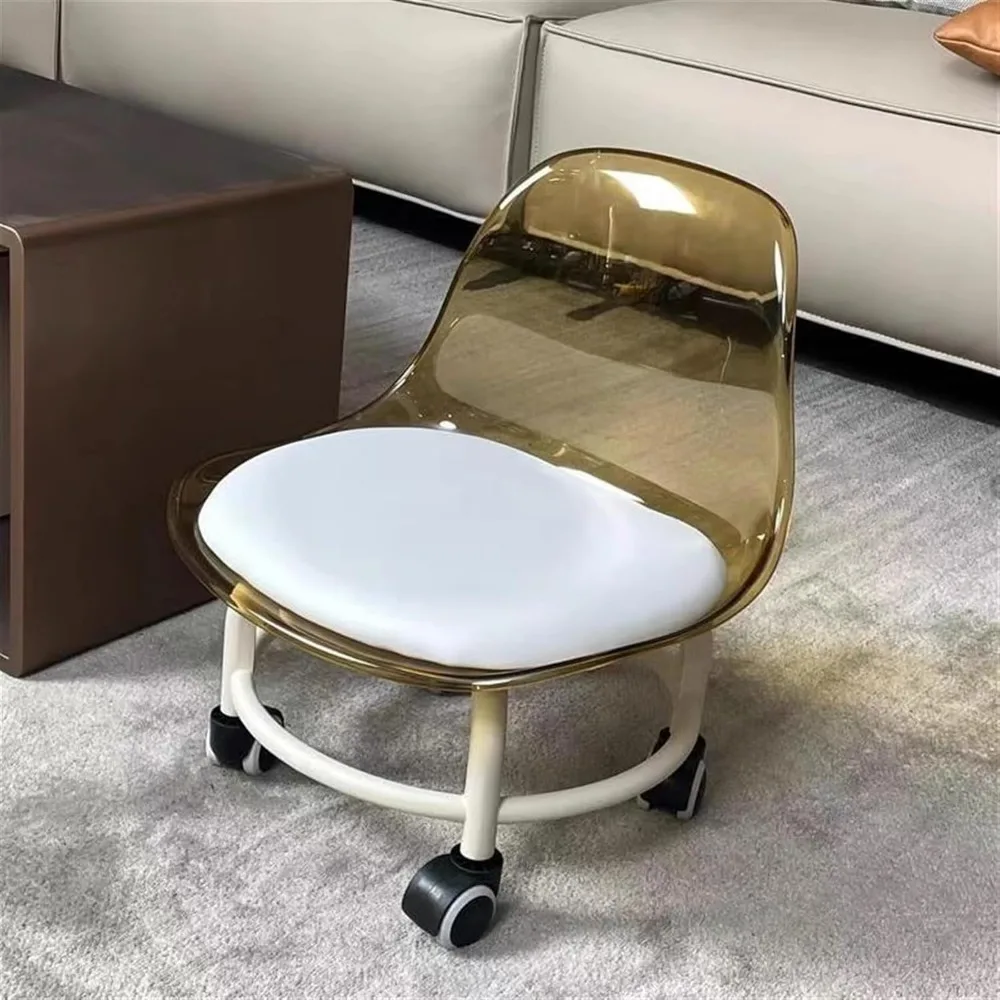 Taburete bajo con respaldo, taburete pequeño con ruedas, silla corta con asiento con ruedas, 360 ° Taburete giratorio para pedicura (One Colo