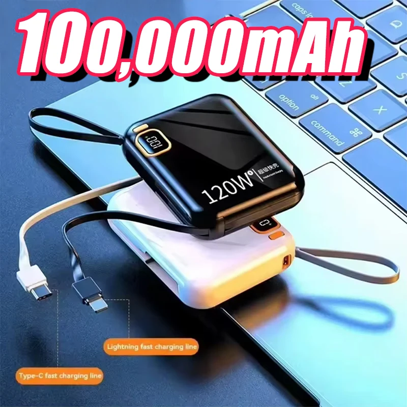 

120 Вт сверхбыстрая зарядка Power Bank 100000 мАч TypeC кабель портативный внешний аккумулятор с цифровым дисплеем для IPhone Samsung Xiaomi
