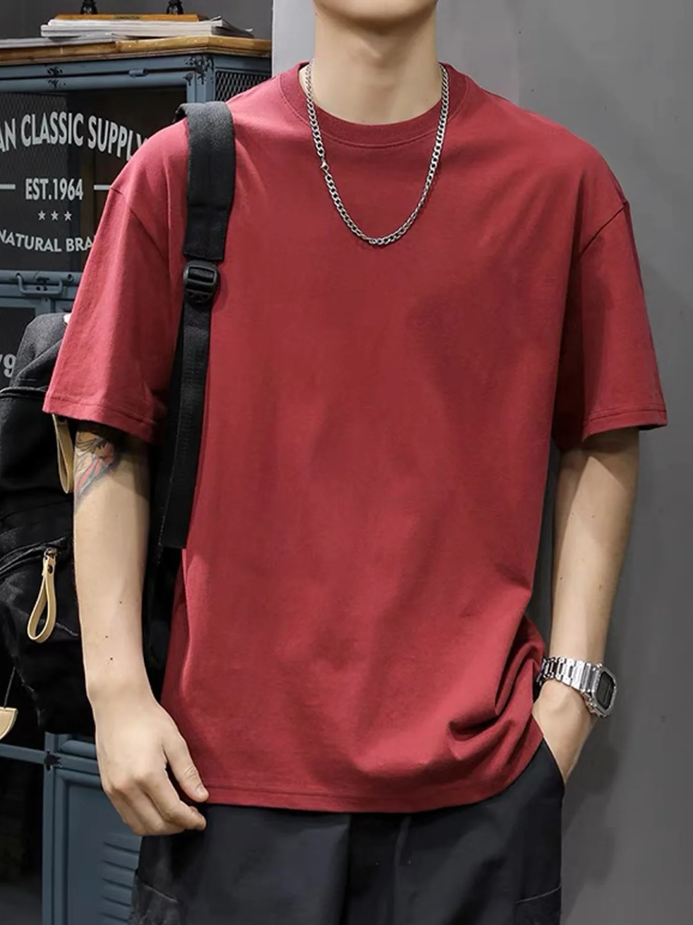100% Cotton Blank T Shirt For Man Summer Short Sleeve Tees Tops High quality Tees Basics Essential Men's T-shirts True To Size