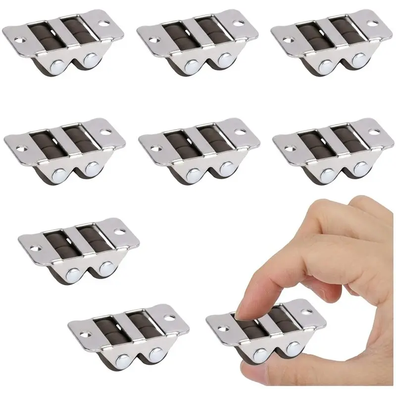 ABUG-Small 4-Wheel Double Row Caster Wheels, 1/2 Inch Fixed Rigid Mini Casters For Underbed Drawers, DIY Projects (8 Pack)