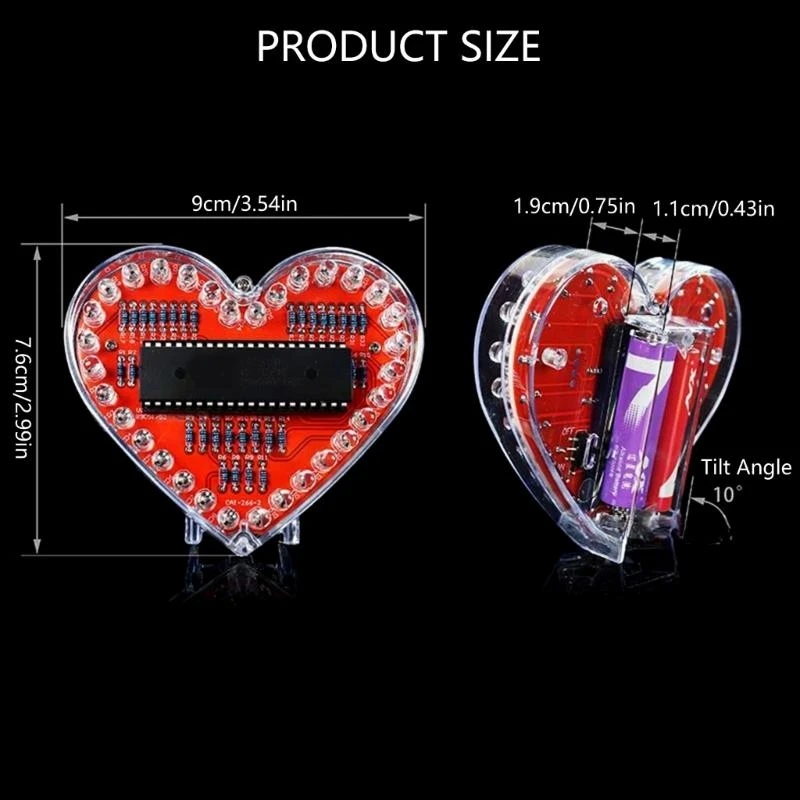 Y1AD DIY Heart Shaped RGBs LED Soldering Exercise for Students and Beginner