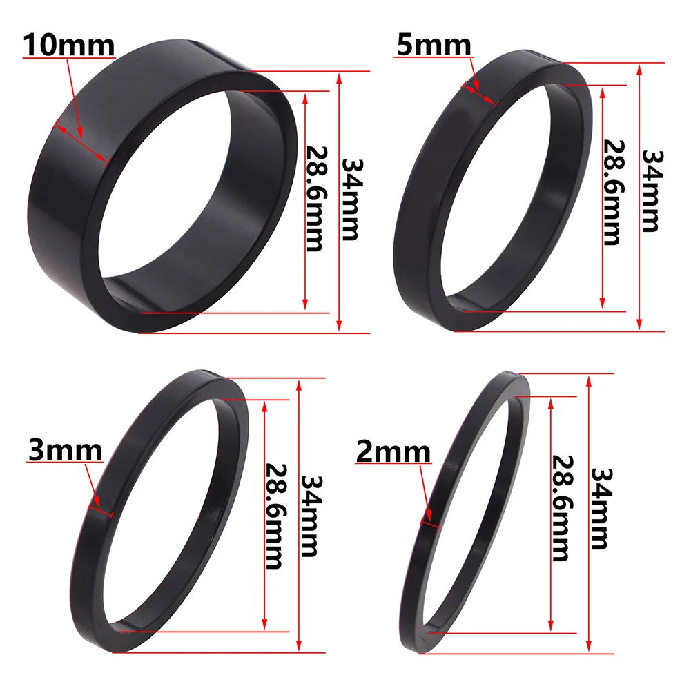 

Bike Headset Spacer Set 12PCS Aluminium Alloy Stem Washers 5/10/2/3mm Suitable for 28.6mm Fork and Frame Tubes