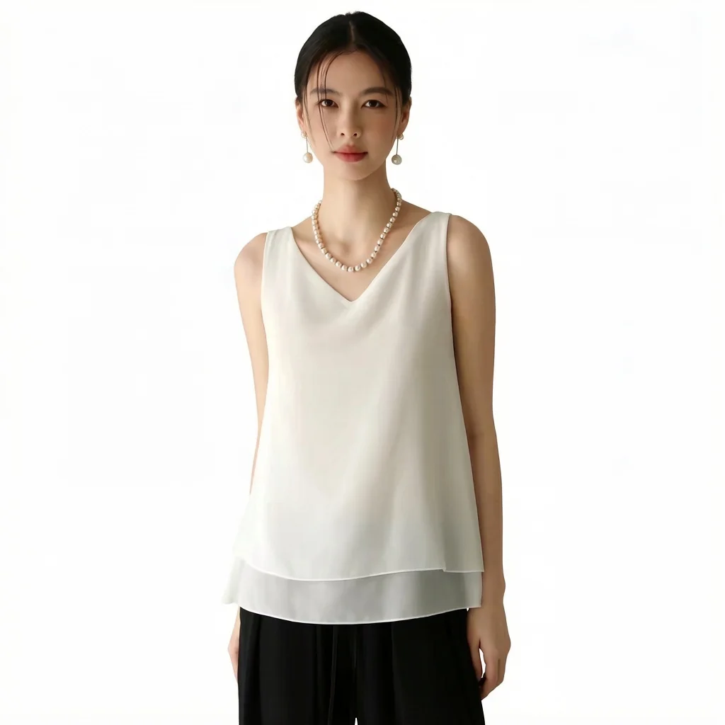 Blusa sin mangas de chifón con cuello halter para mujer, estilo coreano OL, sexy y holgada, para verano