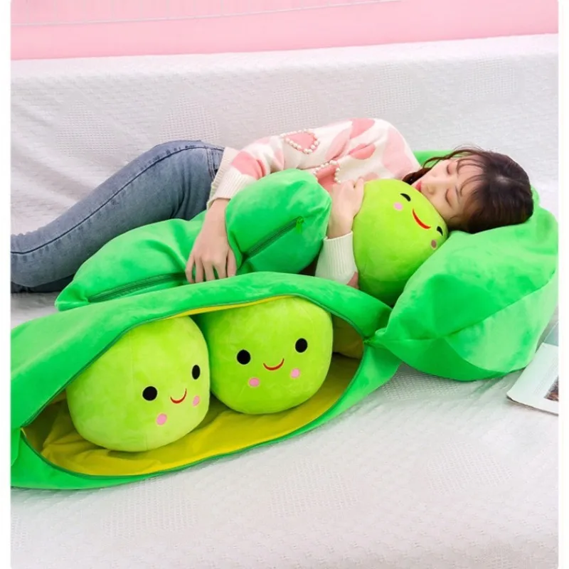25cm bonito ervilha pod preenchido planta brinquedo de pelúcia kawaii boneca feijão bebê travesseiro almofada presente da menina