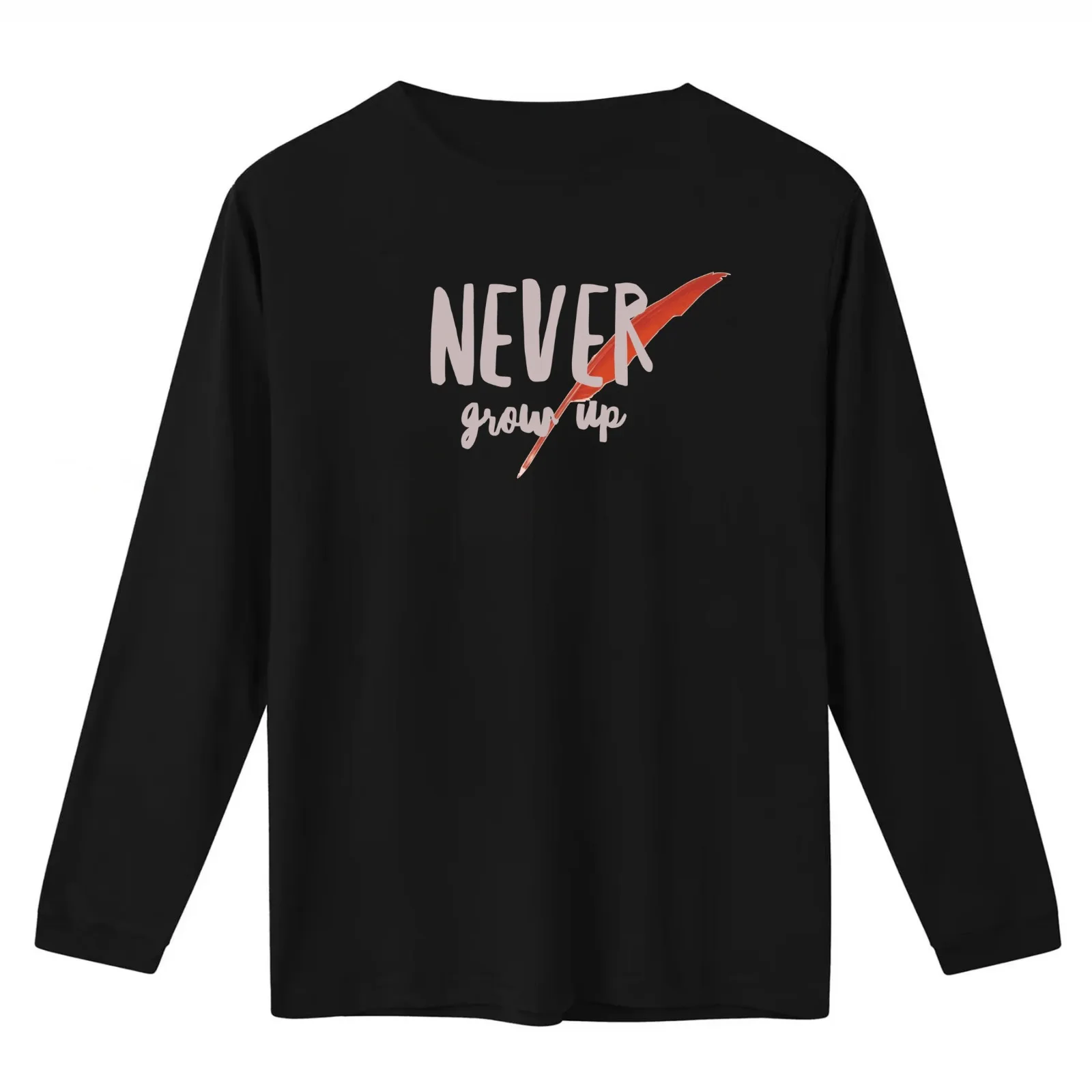 Never grow up! T-Shirt Summer Casual Cotton Tee Oversized Streetwear Tops Vintage Graphic Print Loose Fit Short Sleeve